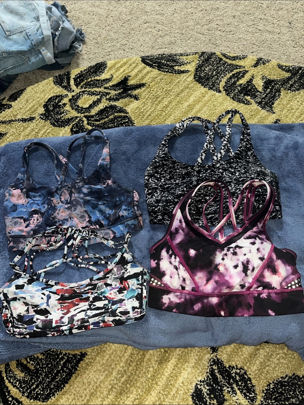lululemon athletica Purple Tie-Dye Sports Bras (Purple, Blue, black, Multicolor)